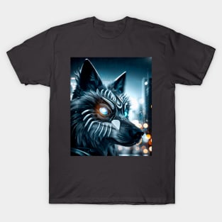 Cyberpunk Wolf (3) - Anthropomorphic Sci fi Wolves T-Shirt